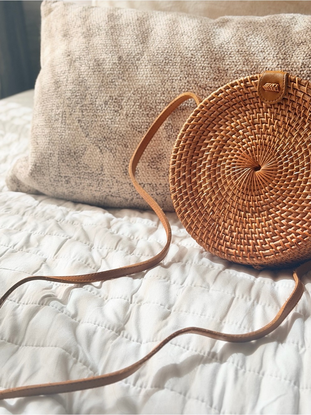 Round Rattan Crossbody Bag - Picture 3 of 8